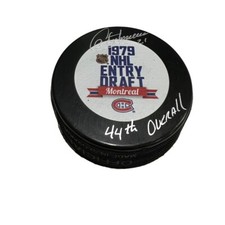 GUY CARBONNEAU Signed 1979 Draft Puck - 44th Overall