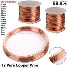 Solid Bright 99.9 T2 Pure Copper Wire Uncoated By Metre Wire Diameter 0.2mm-5mm