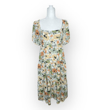 ASTR The Label Poplin Square Neck Floral Midi Dress Medium