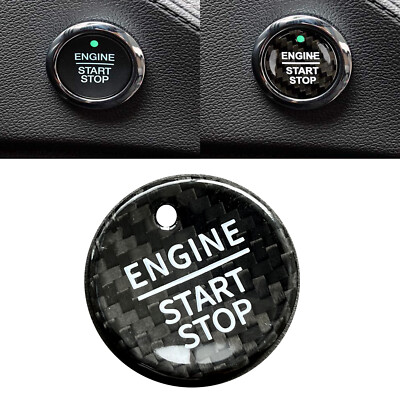 Black Real Carbon Fiber Engine Ignition Start Button Cover Fits 15-22 Edge