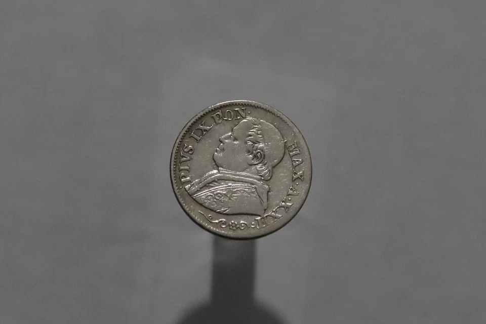 🧭 VATICAN 10 SOLDI 1868 SILVER SHARP DETAILS B46 #Z4180 - Image 2 of 2