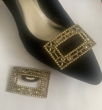 VTG Rectangular Gold Tone Shoe Clips By Tip Toe