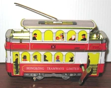 VINTAGE TIN LITHO CABLE CAR TRAM WIND UP TOY MINT Old Shackman Company TOY