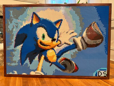 Lego wall art Sonic custom picture masterpiece one of a kind 30''x45'' plus frame