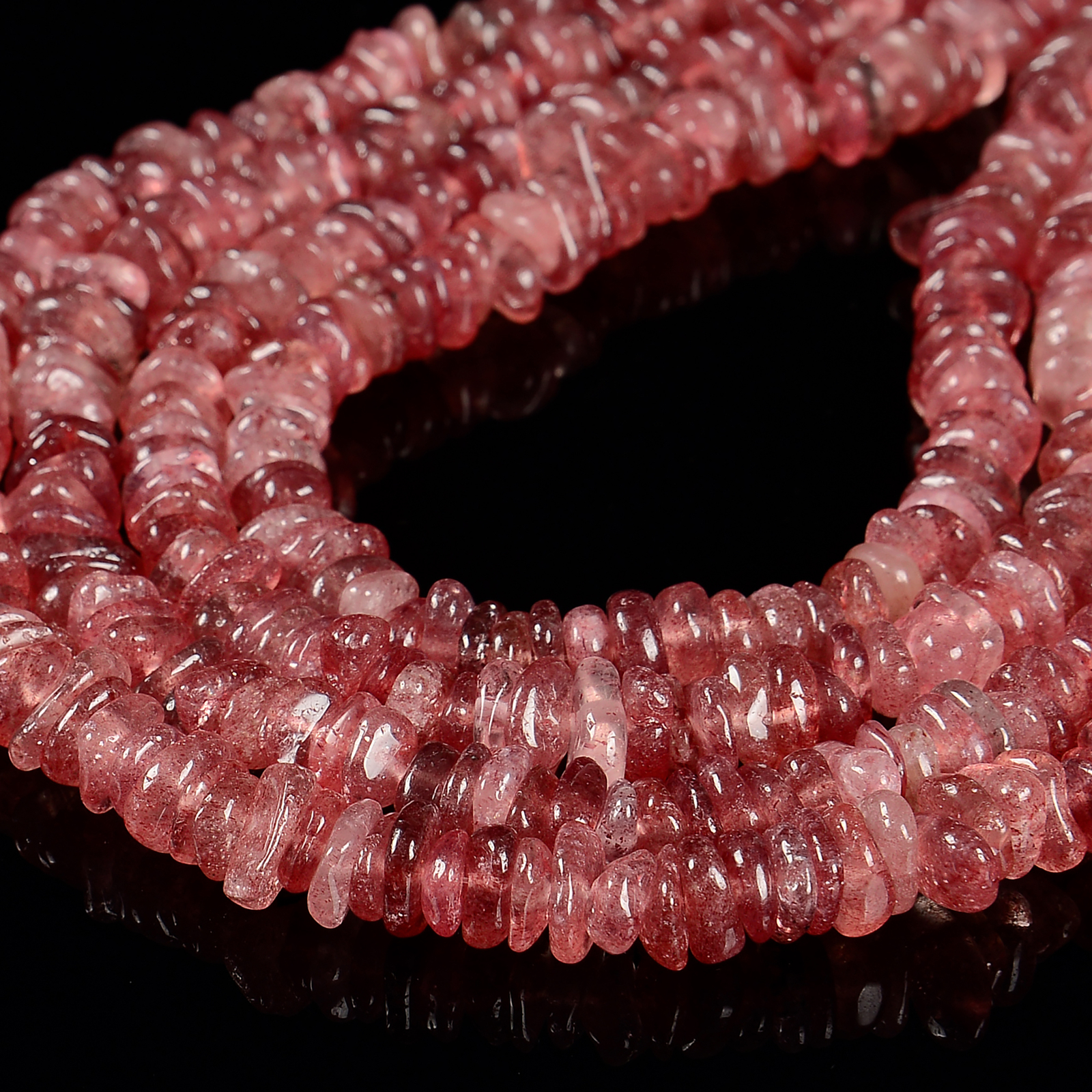 Natural Strawberry Quartz Irregular Pebble Nugget Beads Size 8-10mm 15.5''Strand