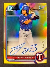 2022 Bowman Chrome Jojo Blackmon 1st Yellow Auto /75 #CPAJBN Texas Rangers