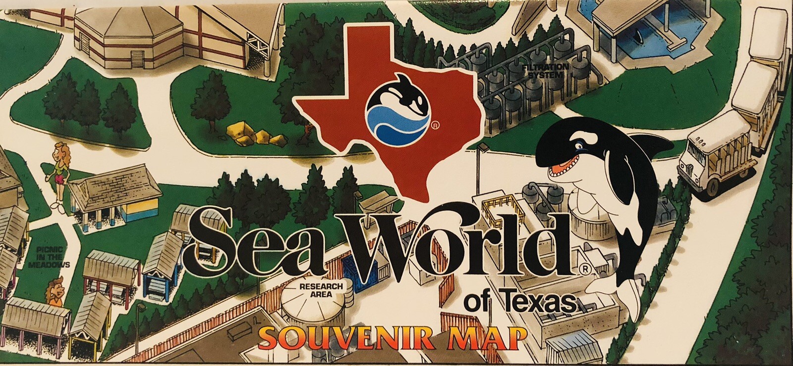 SEA WORLD of SAN ANTONIO TEXAS Vintage 1993 Theme Park Souvenir Map ...