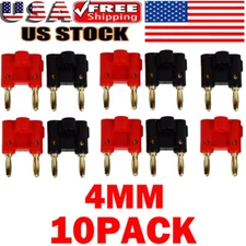 10 Pcs 4mm Gold Plated Dual Banana Plugs Screw Type Speaker Wire Cable Connector