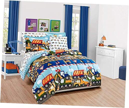 Boys Comforter and Sheet Set Construction Zone Public Twin Construction Trucks
