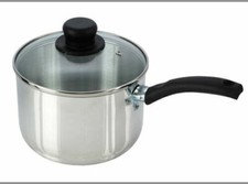 Image of Pendeford 18cm Sauce Pan w/ Glass Lid P134 | Aluminium Catering Made in UK 