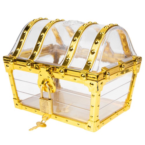 Coffre Au Trésor Doré Pour Enfants - Petit Coffret Magique Avec Serrure, Gemmes Et Pièces D'Or Pour Chasse Au Trésor (14x11x10cm)