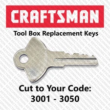 Craftsman Tool Box Replacement Key Cut to Code 3001 - 3050