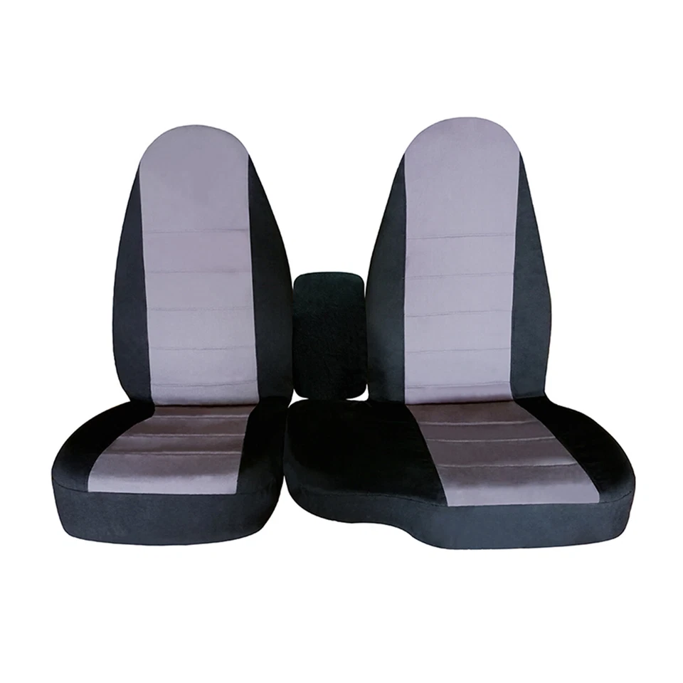 For 1998-2003 Ford Ranger 60/40 highback Truck seat covers cotton blk-silver - Изображение 2 из 4