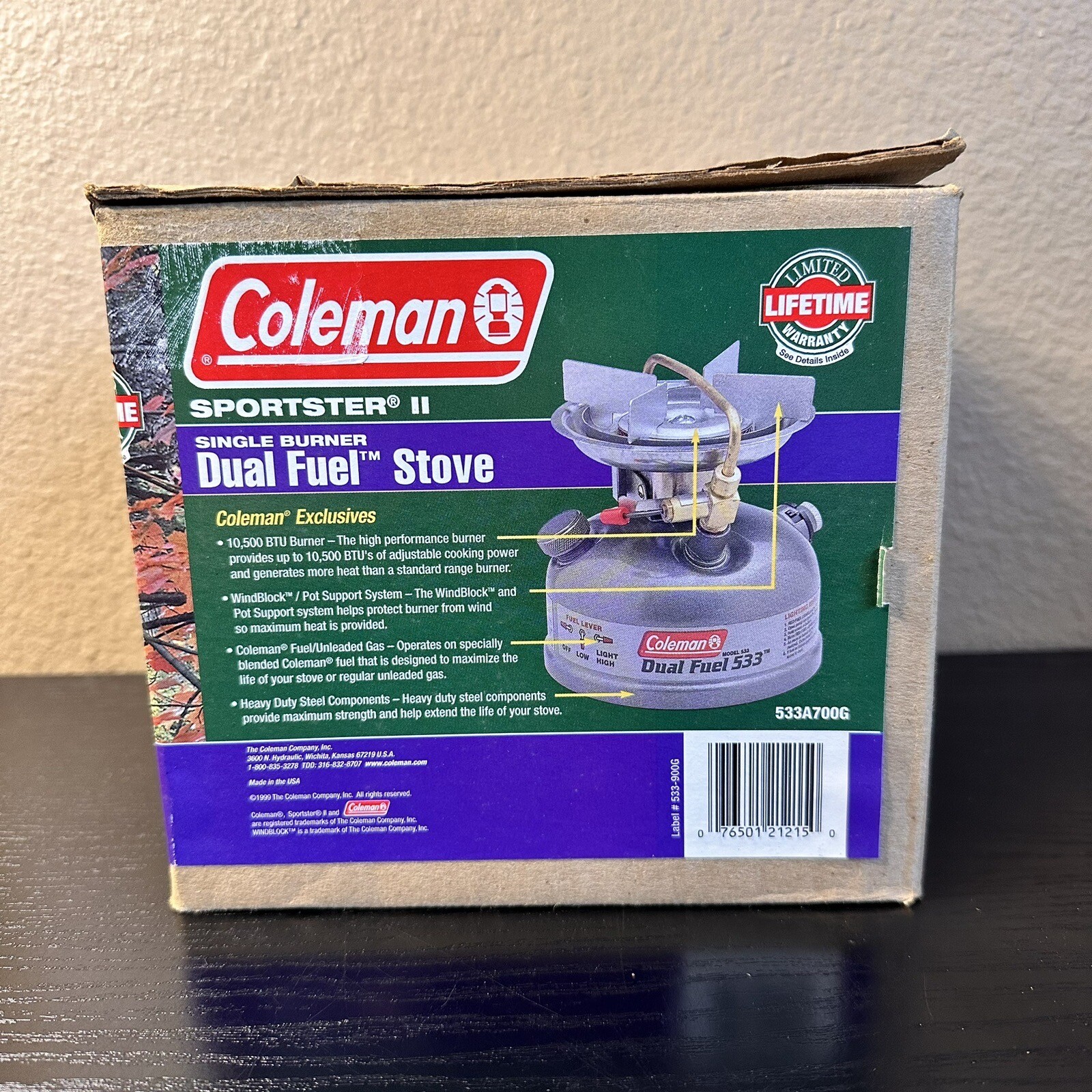 COLEMAN Sportster II Model 533 Dual Fuel Single Burner Camping Hiking