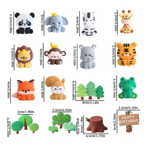 Forest Animal Cake Topper Tropical Jungle Safari Lion Giraffe Monke ❁UK - Picture 9 of 28