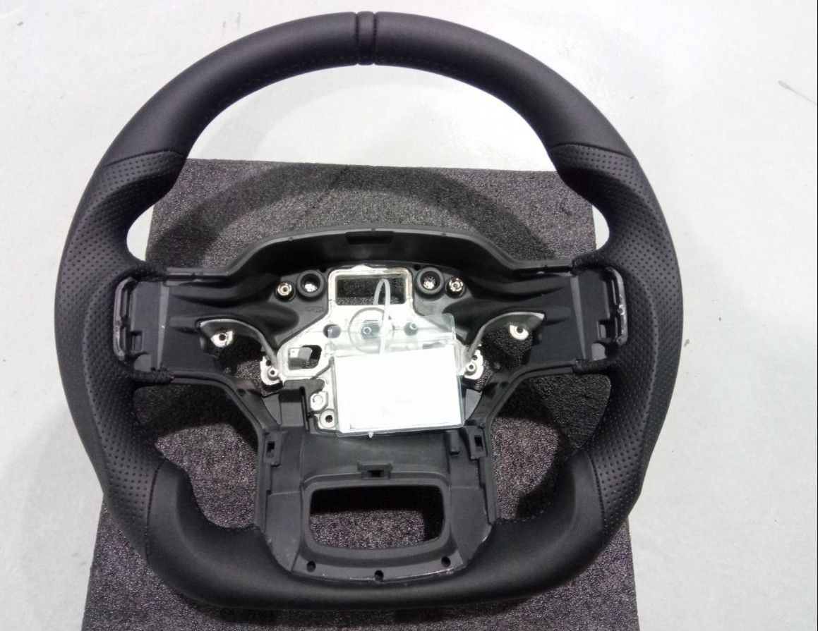 Full Leather Smooth Flat Sport Steering Wheel For 21-24 Ford F150 Raptor No Heat