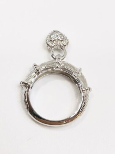 Judith Ripka Signed CZ Heart Dangle Sterling Silver Ring SZ 6 BEAUTIFUL!! - Picture 4 of 7