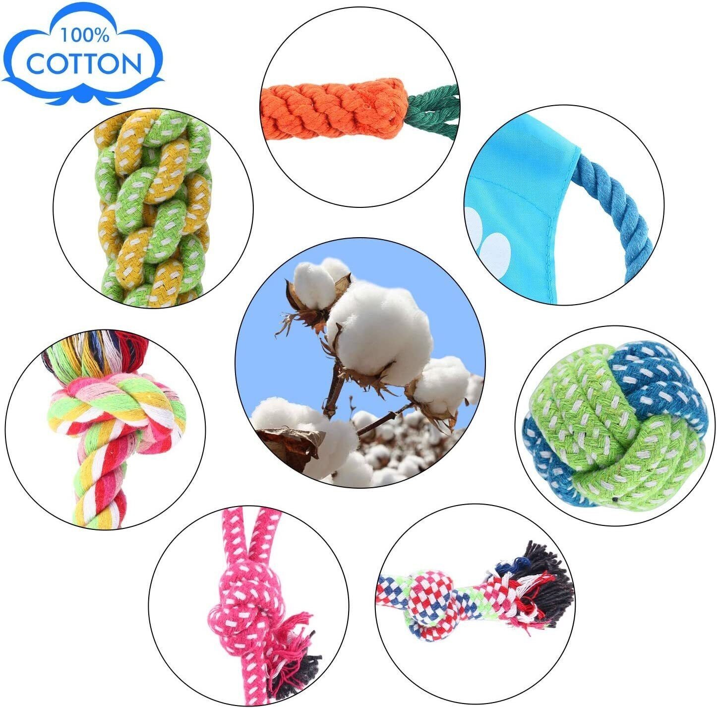10 Pcs Dog Toys Puppy Toys Rope Toys Braided Rope Chew Play Toys Teething Toys
