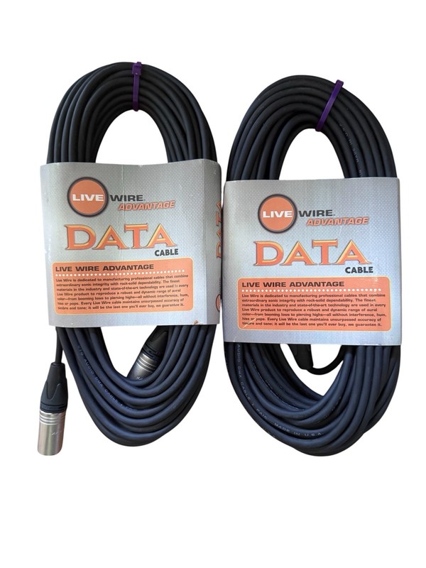 Live Wire Advantage Data Cable DMX 3-50. 2 New Cables.
