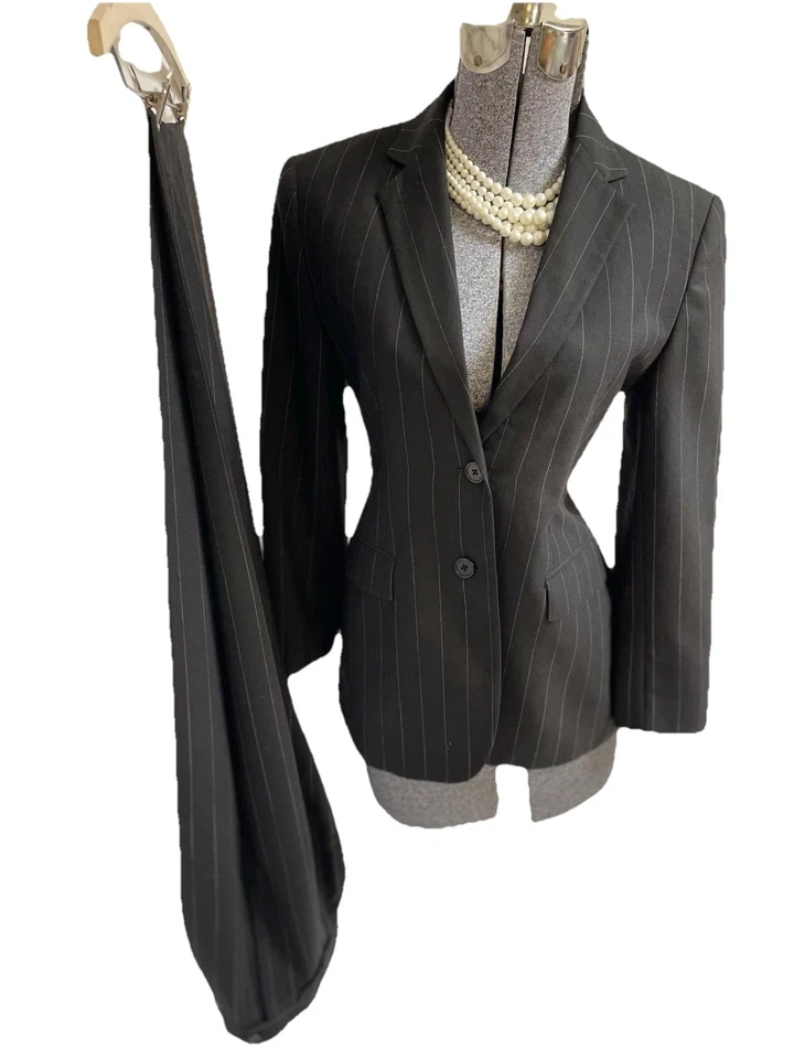 "Juego de dos piezas Ralph Lauren pantalón traje talla pequeña 2P cintura lana pura excelente" Foto 3 de 4