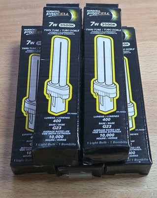 5pcs 3500K  7W 400 lumens Duracell Twin Tube Compact Fluorescent Bulb G23 Base