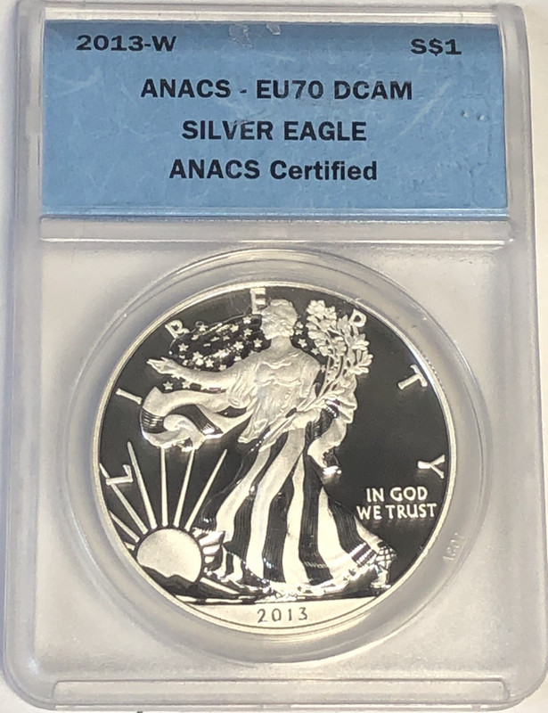 2013 W SILVER EAGLE "ANACS EU70 DCAM"🛑🛑STUNNING ENHANCE REVERSE/ INCREDIBLE💥✅