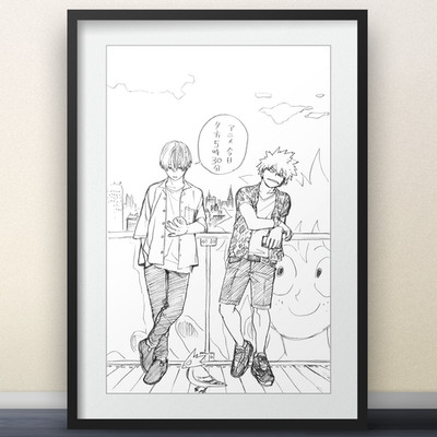 Bakugou  Midoriya Shoto Sketch by Horikoshi - 11x17'' Poster My Hero Academia