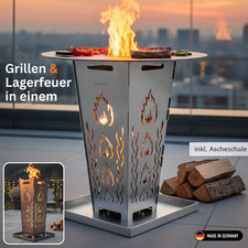 FireDesire Grill Pro Feuerkorb + Grillplatte, Feuertonne, Feuerschale,Grilltonne