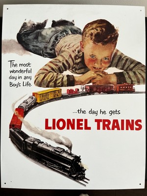 Lionel Train Adv. ''Der schönste Tag im Leben eines Jungen.'' Blechschild Vintage