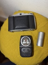 Vintage Camera case with Ansco Speedex, GE Exposure Meter, Bulbs, and more