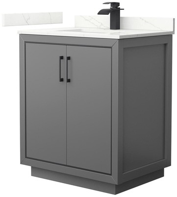 Wyndham Collection WCF111130S-QTZ-UNSMXX Icon 30'' - Dark Gray / Giotto Quartz