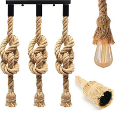 Vintage Hemp Rope Ceiling Light 3 Head Cluster Light E27 Hanging Pendant Lamp