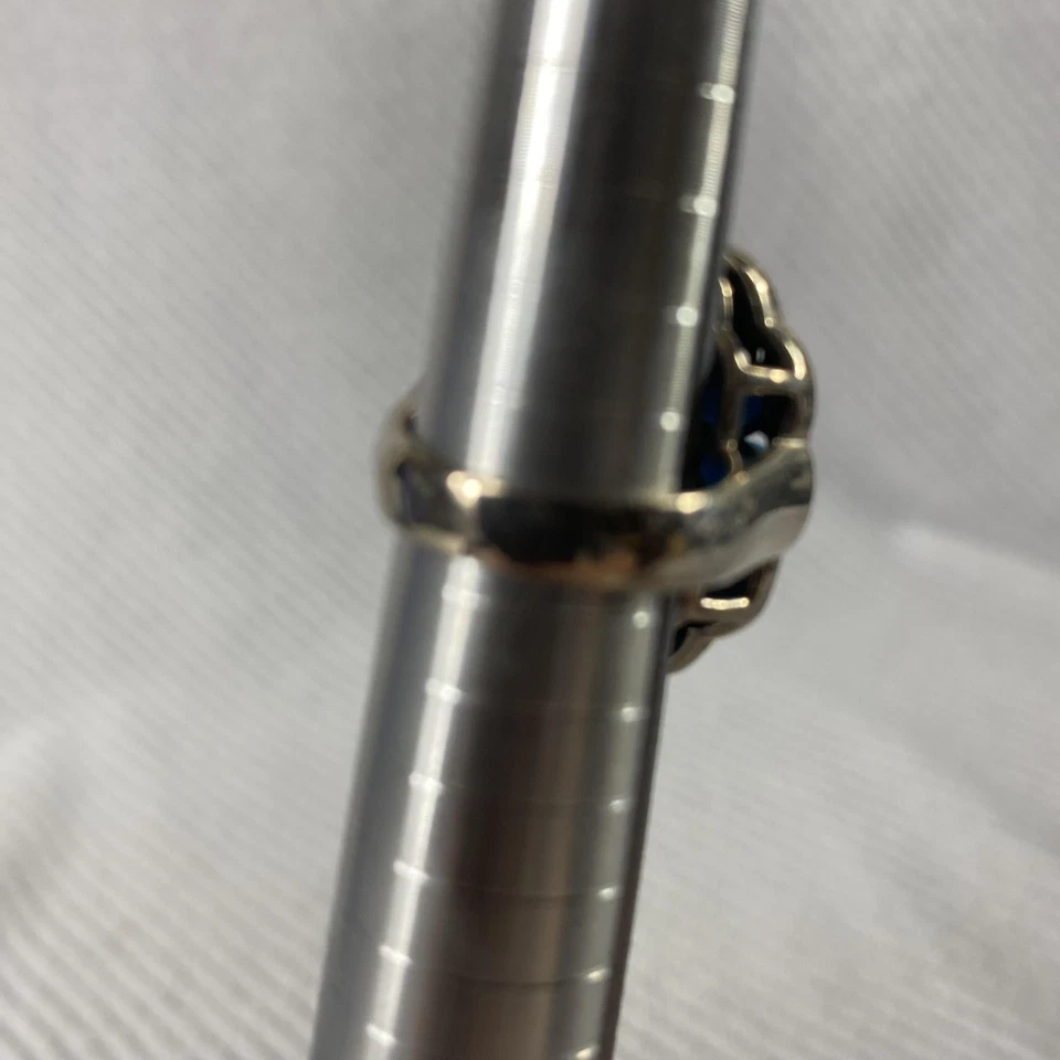 Sterling Silver Turquoise Cluster Statement Ring Womens Oval 4g Southwestern Sz5 - Image 3 of 4