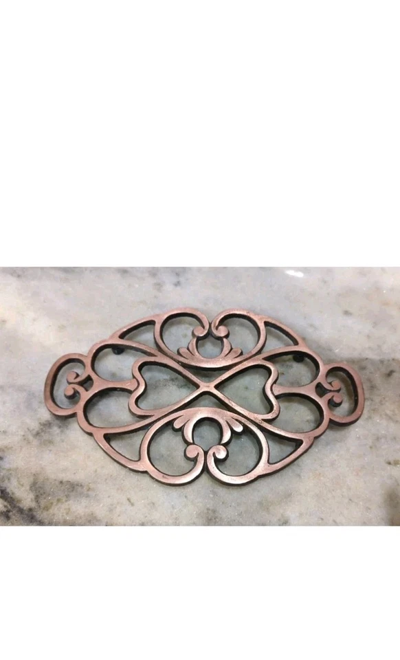 PAMPERED CHEF Copper & Cast Iron Trivet - 2009 Round Up from the Heart - 6"x10" - Image 3 of 3