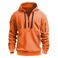 Men's hoodie, casual sports hoodie, autumn and winter arm pocket zipper hoodie
