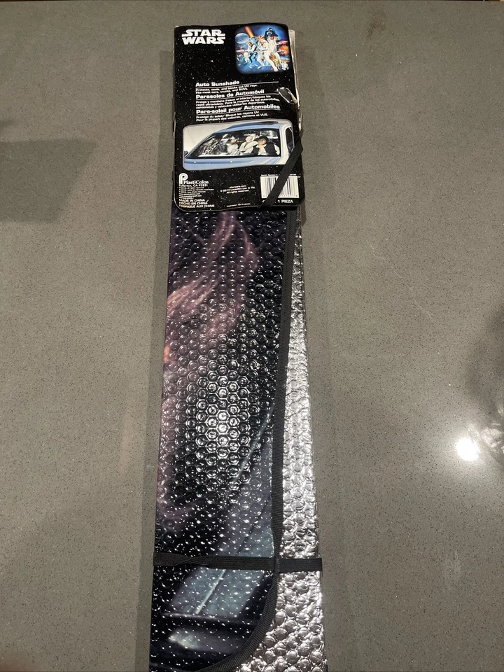 Star Wars Car Sunshade Windshield Folding Visor Strap ~57” Tesla Toyota BMW - Image 4 of 4