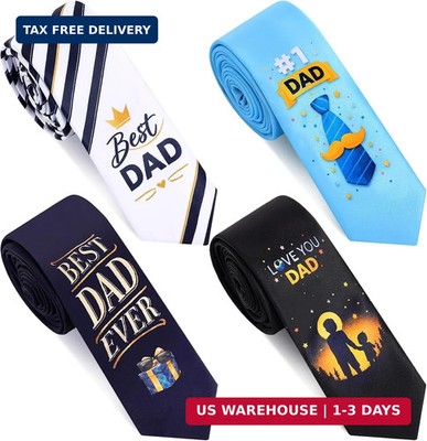 Syhood 4 Pieces Father's Day Tie for Men Novelty Necktie Gift Set for Dad Mustac