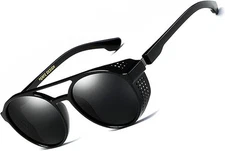 Stylish Round Steampunk Sunglasses UV 400 Protection Side Shield Shades Retro