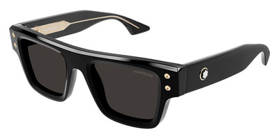 Montblanc MB0253S Sunglasses Men Black Smoke Square 52mm New 100
