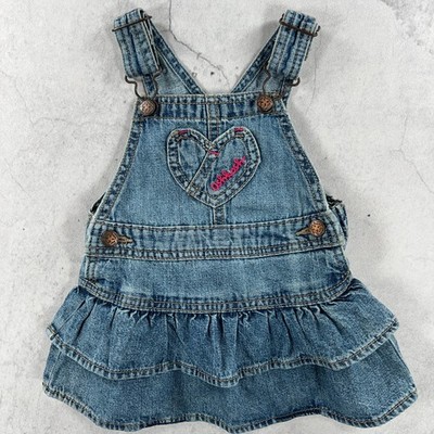 OshKosh B'gosh Trägerkleid Stufenkleid Baby 9 Monate blau Denim Latzhose