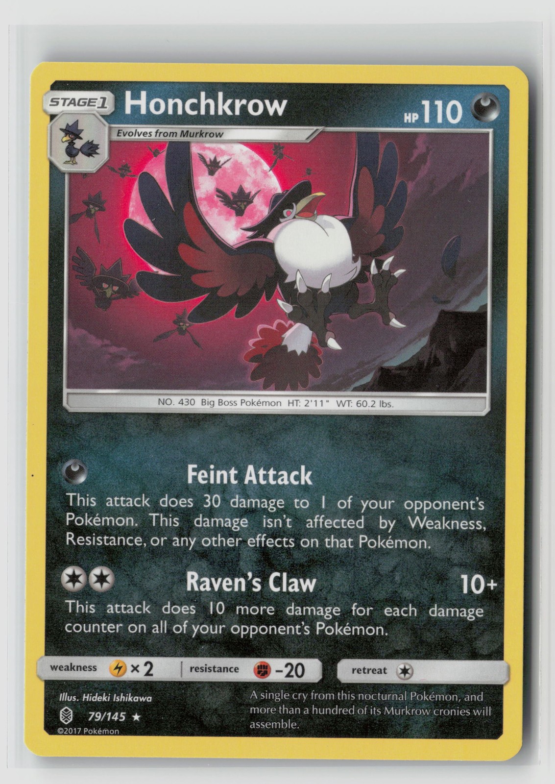 HONCHKROW 79/145 GUARDIANS RISING NON HOLO POKEMON TCG LP