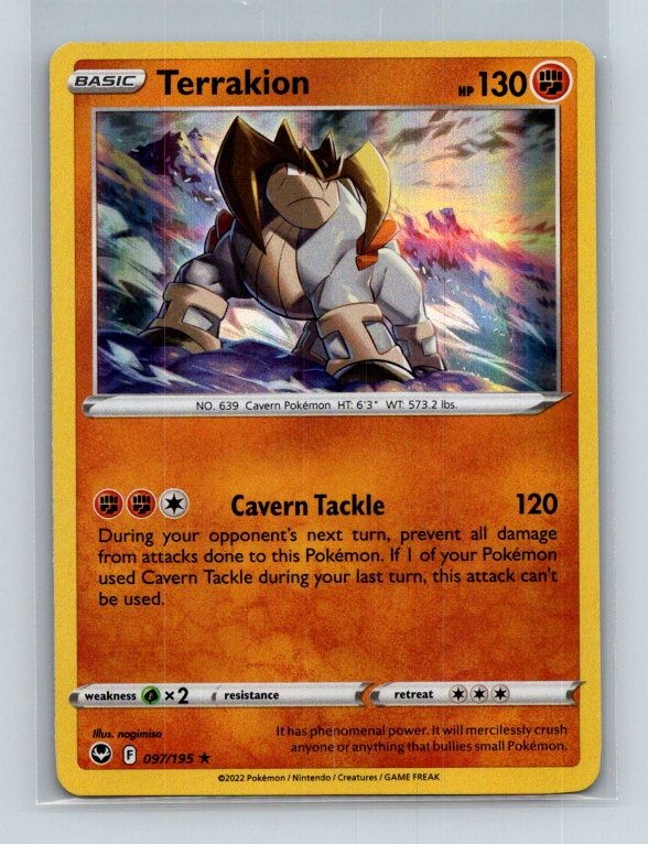 Terrakion 097/195 Holo Rare SWSH12: Silver Tempest Pokemon Holo Near Mint