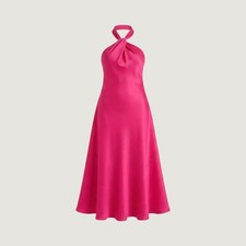 Adrianna Papell Halter Dress Women 10 Pink Maxi Formal Evening Gown Sleeveless