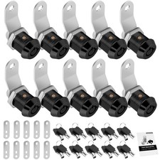 10 Pack 5/8 In Keyed Alike RV Mailbox Compartment Cam Locks Keys Black