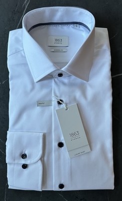 Eterna Herren Hemd Luxury Shirt Gr. 41 Modern Fit Langarm weiß Businesshemd