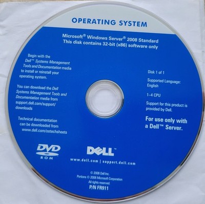 Microsoft Windows Server 2008 Standard for 32-bit (x86) DVD P/N FR911