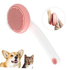 Slicker Brush for Cats  Dogs, Pet Grooming Self Cleaning Brush for Pink