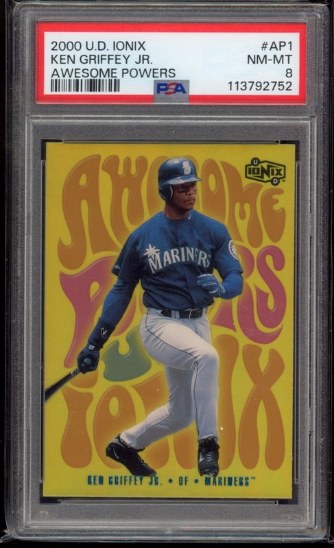 2000 Upper Deck Ionix Ken Griffey Jr Awesome Powers Refractor AP1 PSA 8