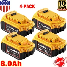 4 Pack For DeWalt 20V 20 Volt Max XR 8.0AH Lithium Ion Battery DCB206-2 DCB200-2