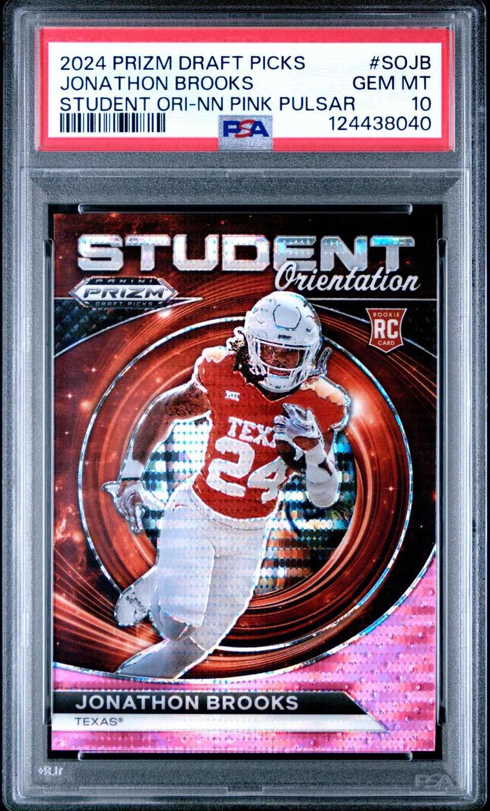Jonathon Brooks Panini Prizm Draft Picks Student Orientation #SOJB Neon Pink Pulsar